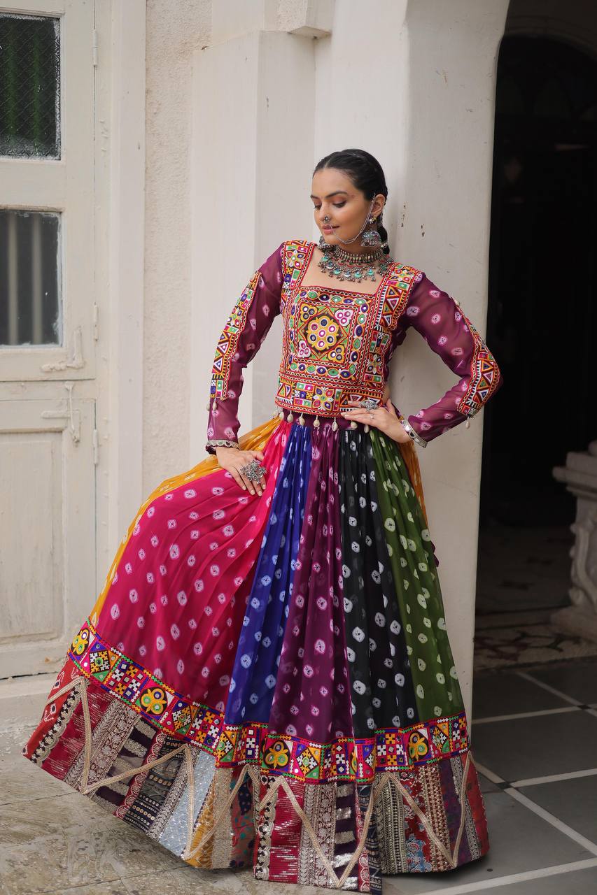 Multicolor Mirror Magic Handcrafted Navratri Lehenga Choli