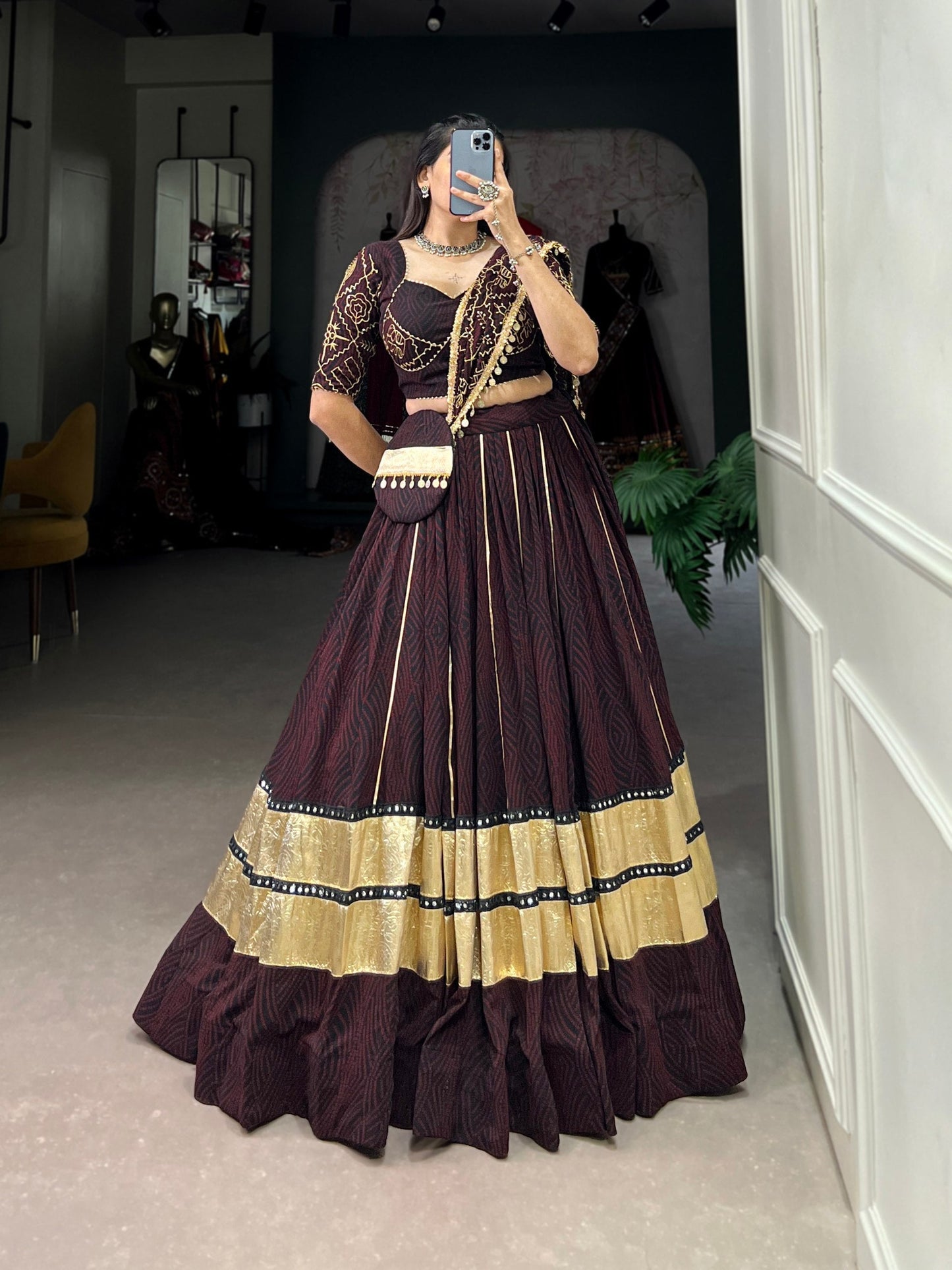 Midnight Festive Spark Deep Wine Lehenga Choli