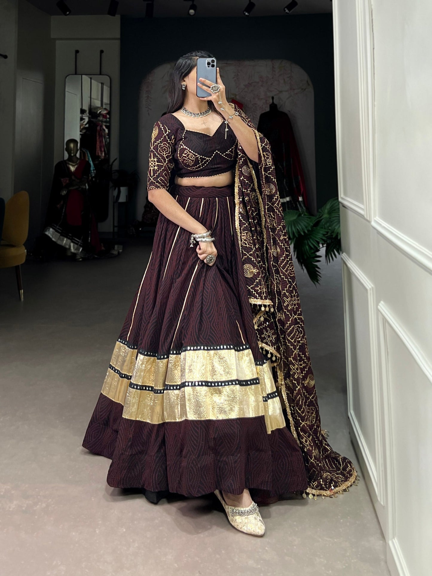 Midnight Festive Spark Deep Wine Lehenga Choli