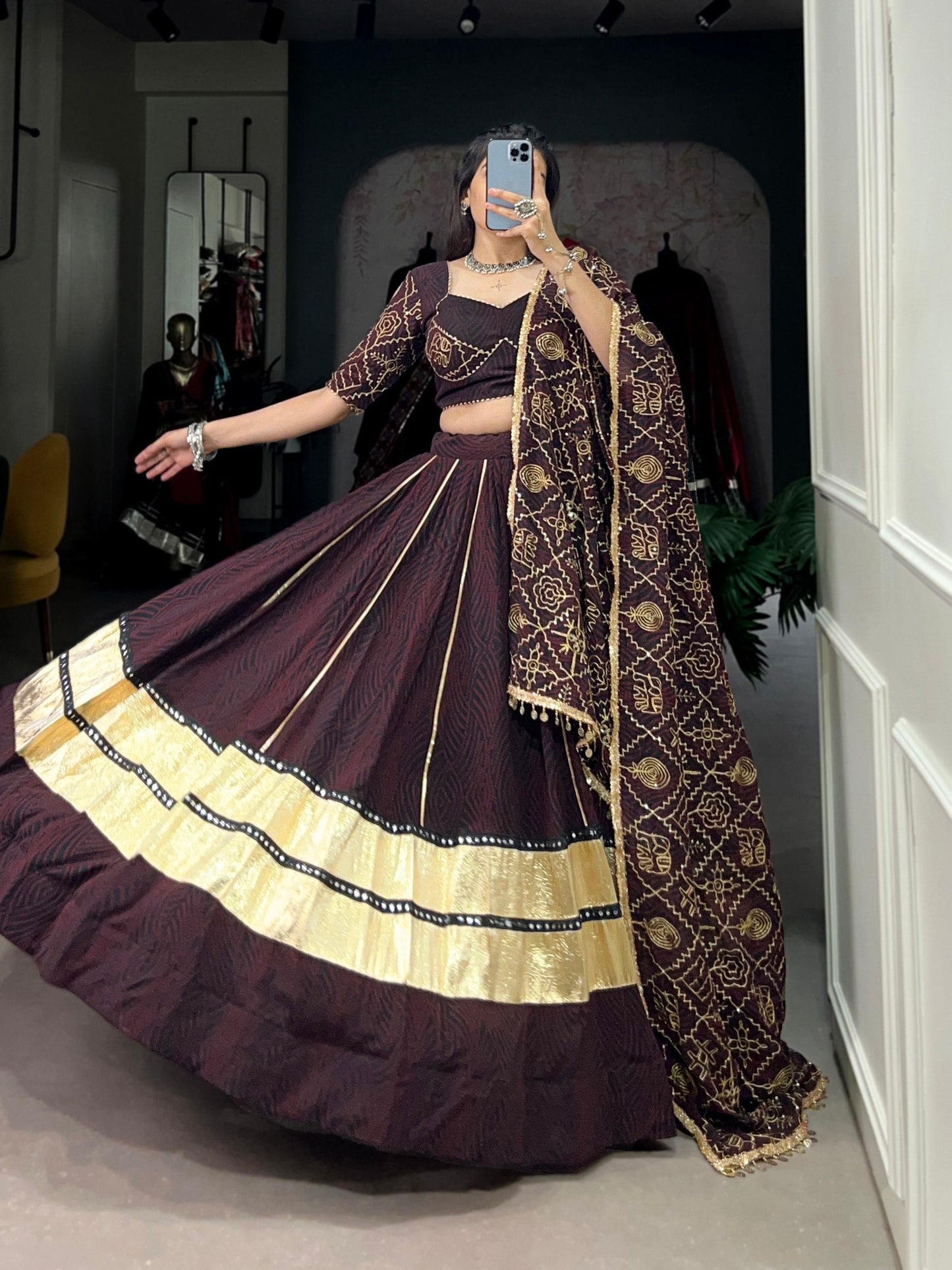 Midnight Festive Spark Deep Wine Lehenga Choli