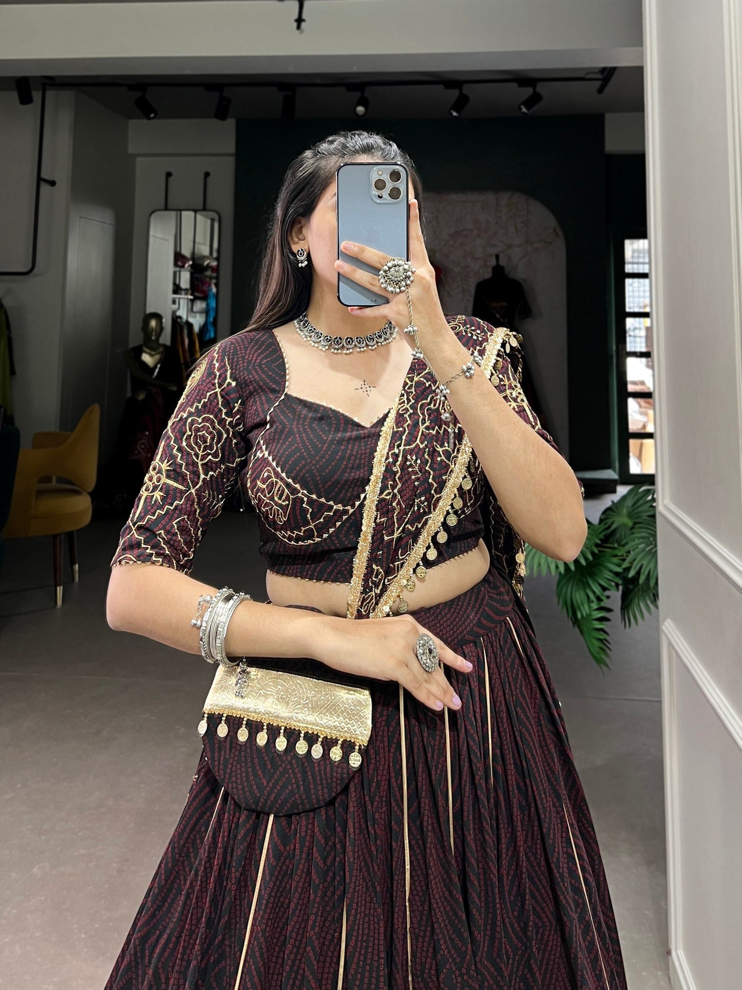 Midnight Festive Spark Deep Wine Lehenga Choli
