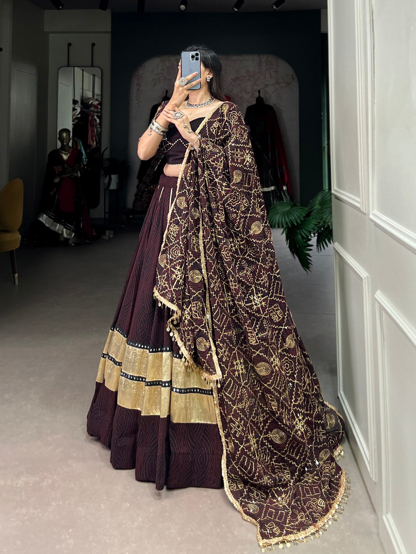 Midnight Festive Spark Deep Wine Lehenga Choli