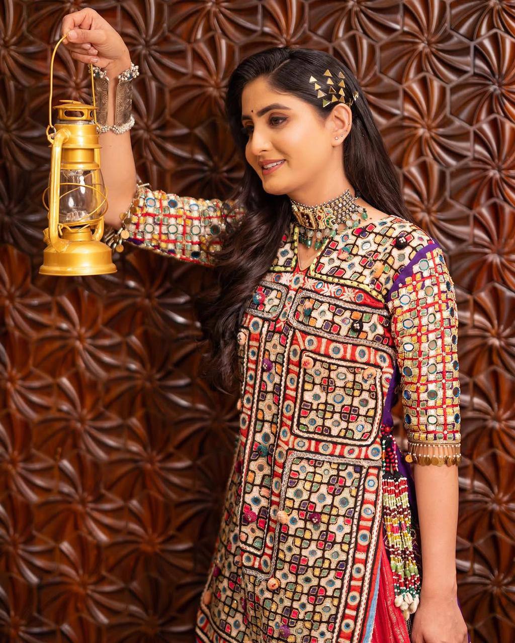 Graceful Spin in Vibrant Patchwork Elegance Navratri Lehanga Choli Set