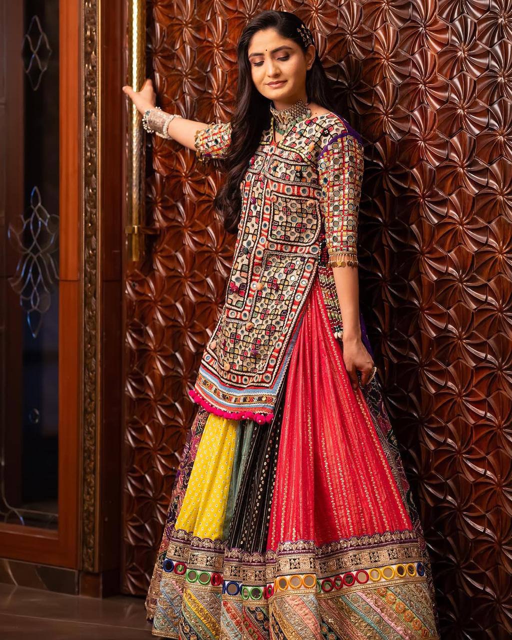 Graceful Spin in Vibrant Patchwork Elegance Navratri Lehanga Choli Set