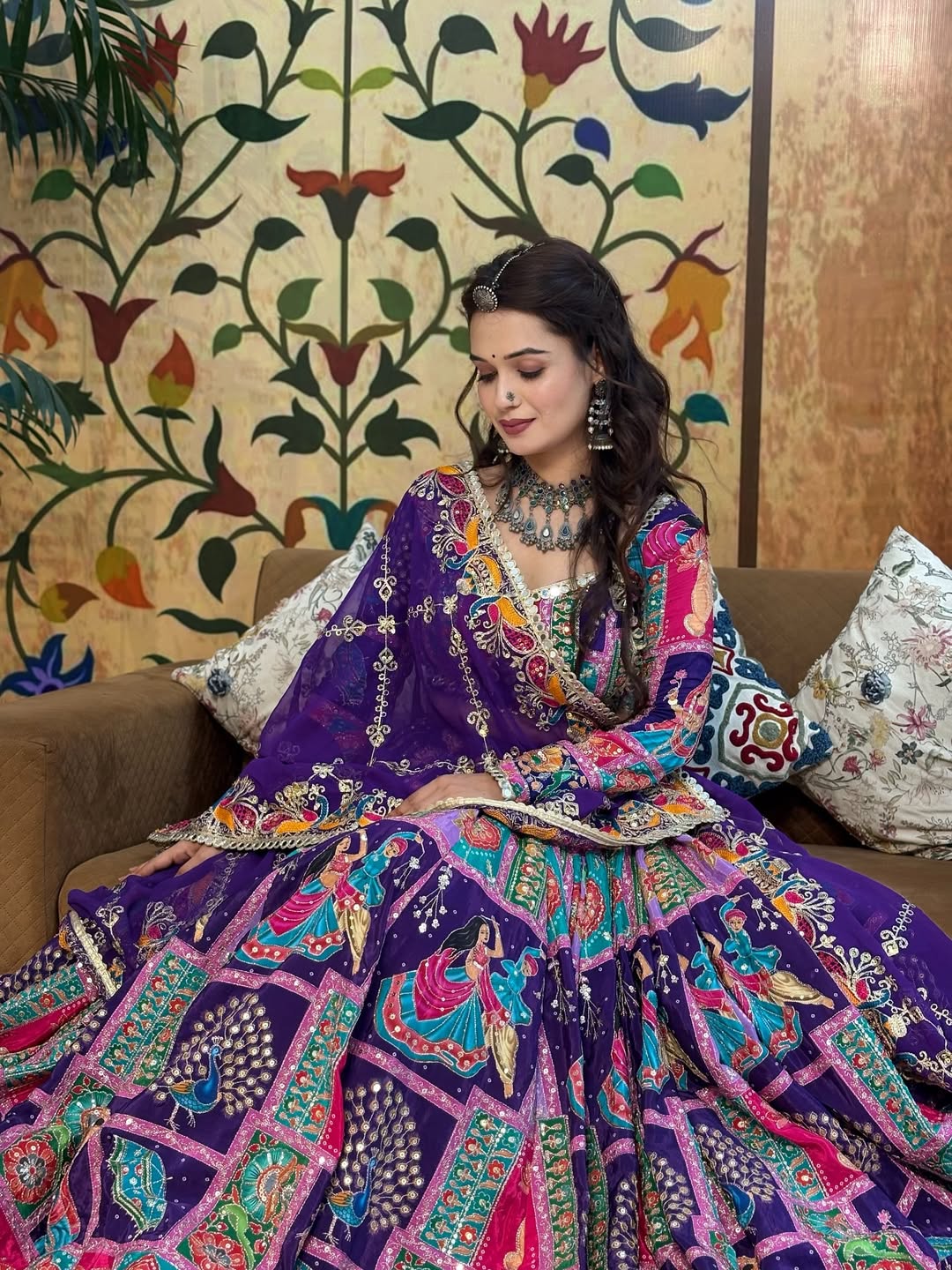 stunning purple Navratri lehenga set
