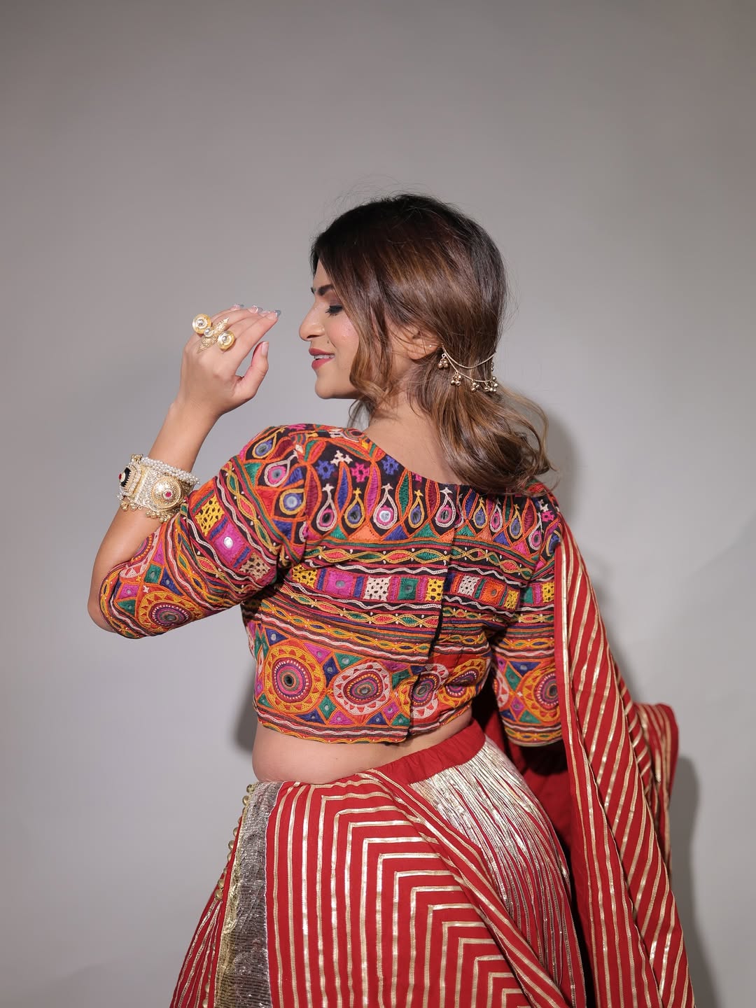 Rich Maroon Chaniya Choli with Golden Toi Work And Traditional Kachhi Blouse
