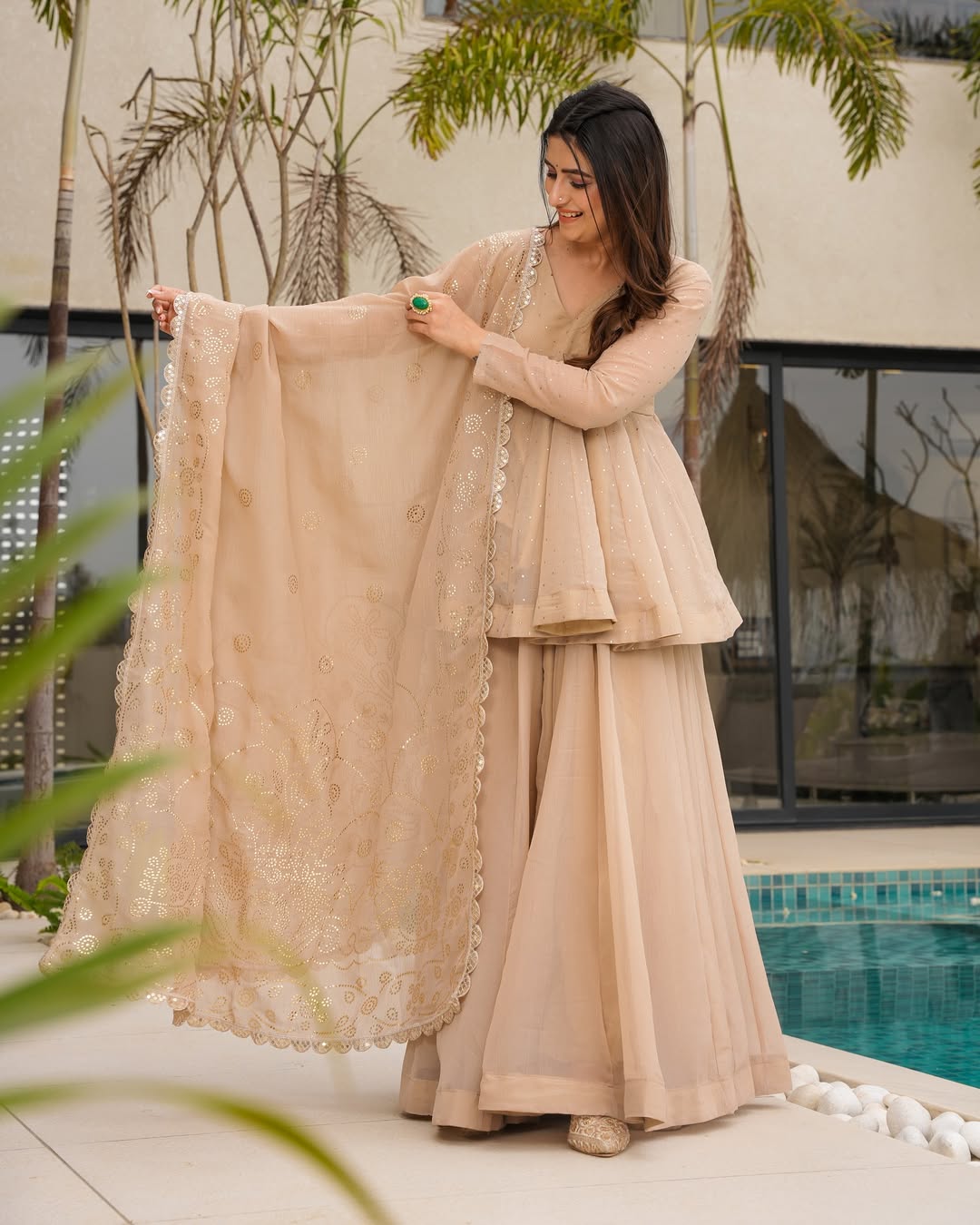 Elayna Golden Sand Elegant Kurta Set