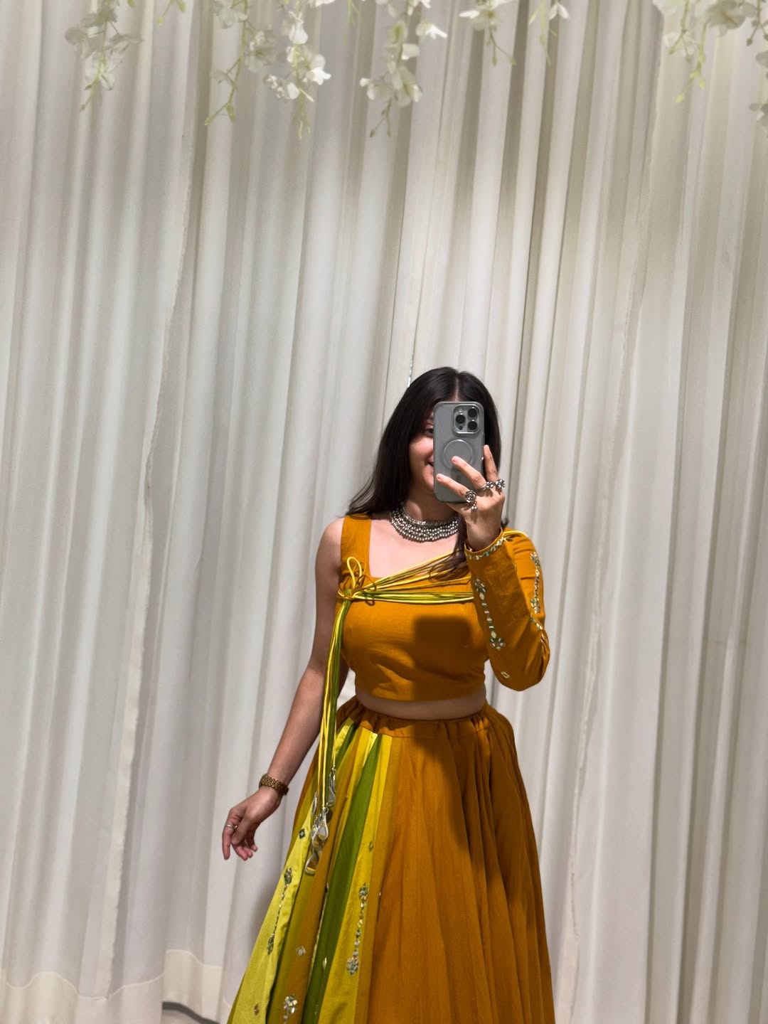 Mehfil-e-Rang Mustard & Green Lehenga