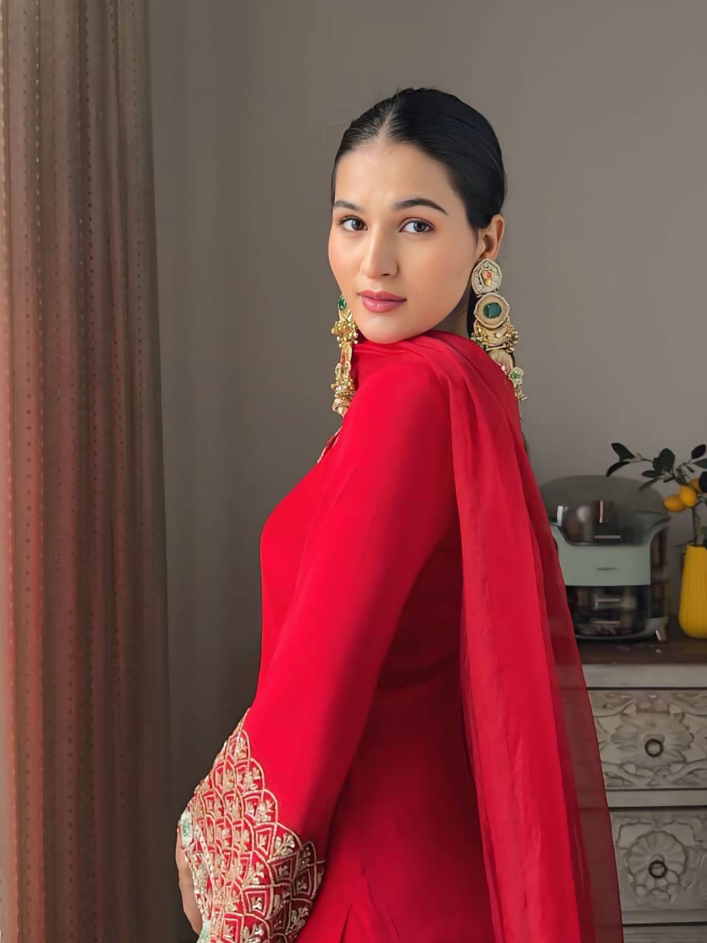 Zehra Ruby Red Embroidered Patiala Suit