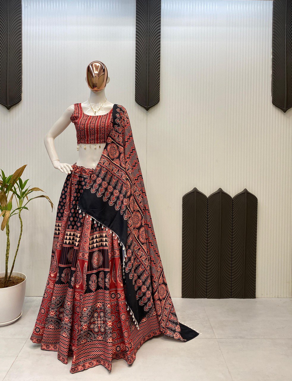 MAROON RAYON DIGITAL PRINTED LEHENGA CHOLI