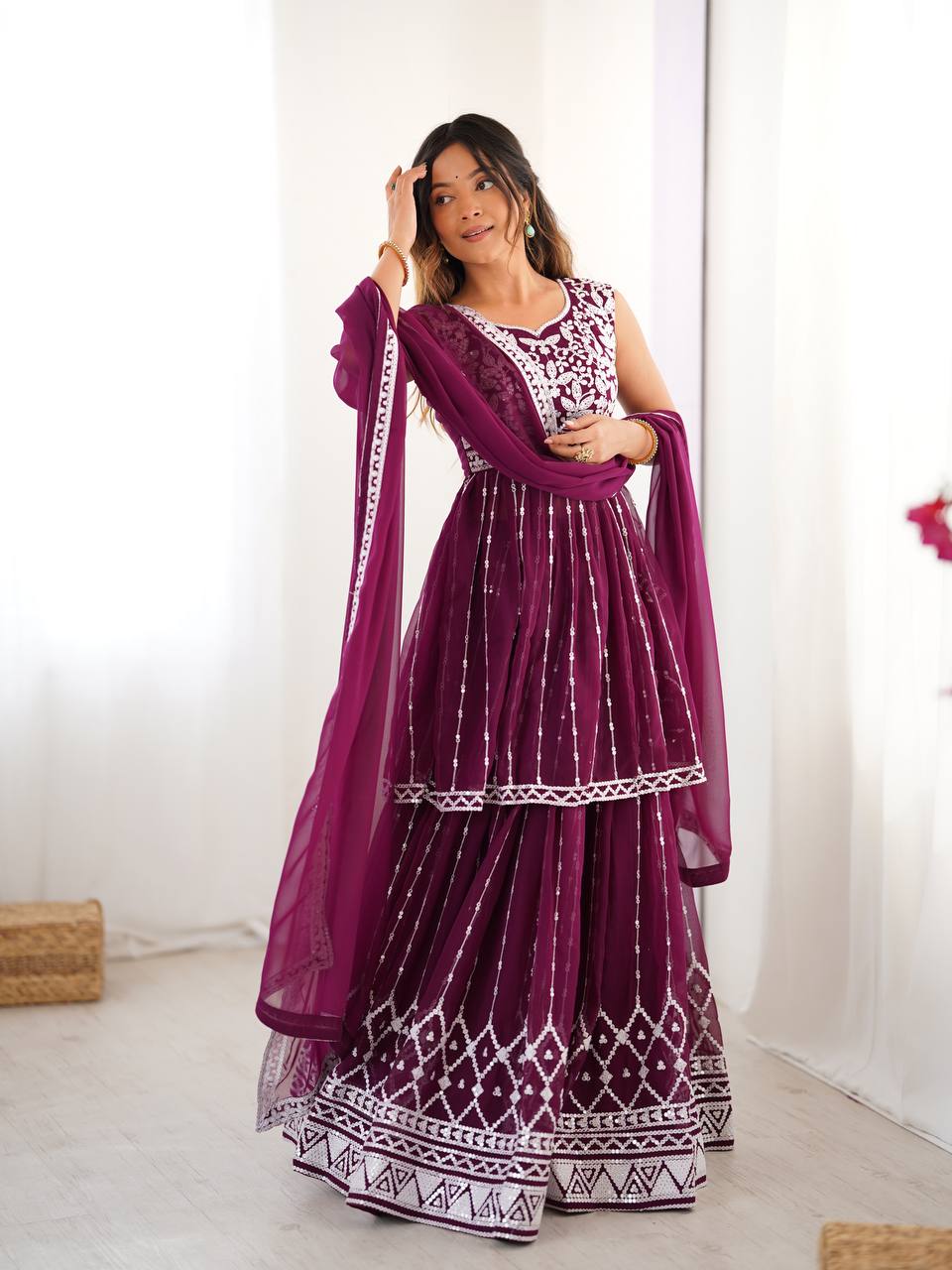 Urban Royalty Faux Georgette Sharara Suit
