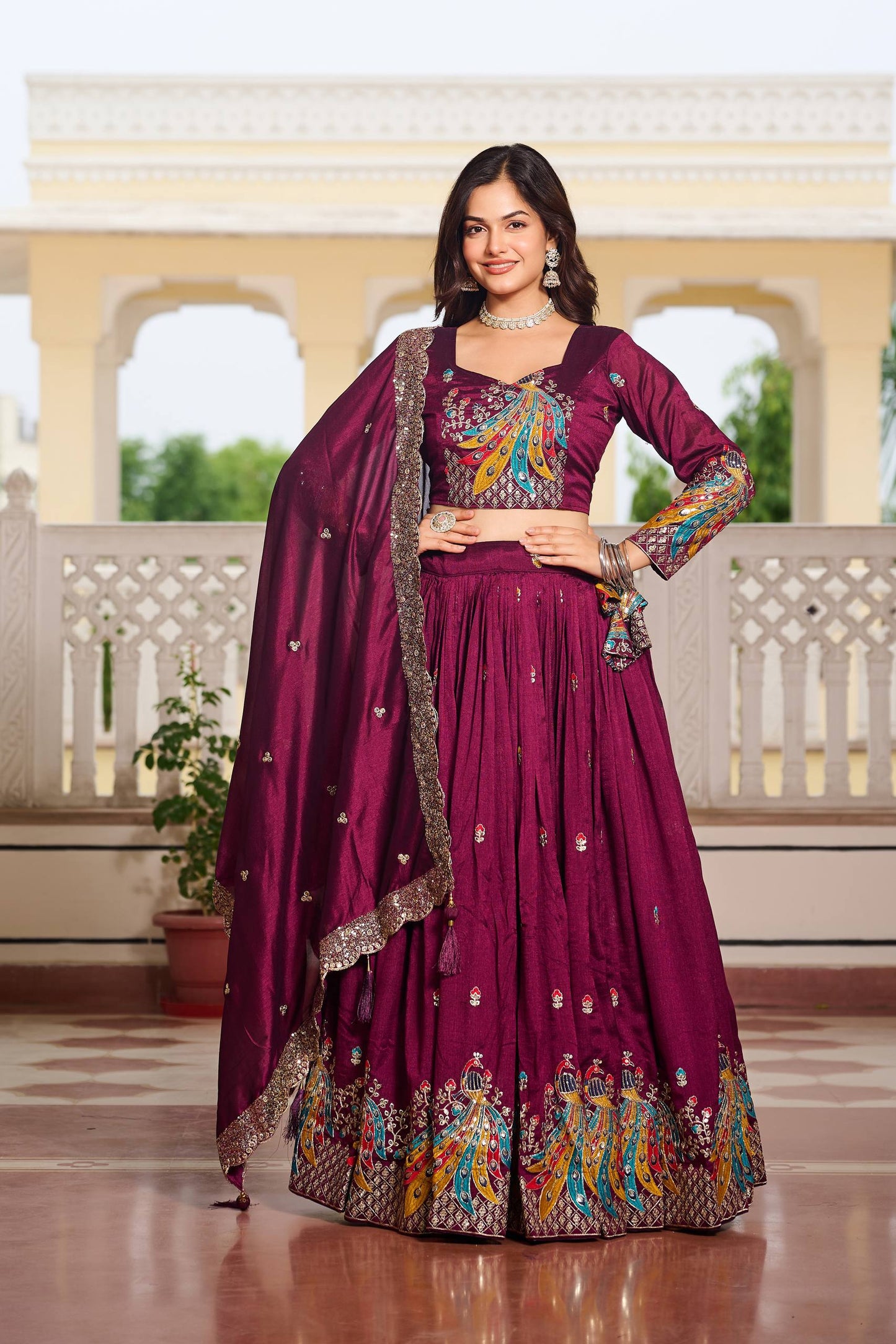 Naira’s Regal Aura: Heavy Embroidery Sequence & Thred Work Lehenga Choli