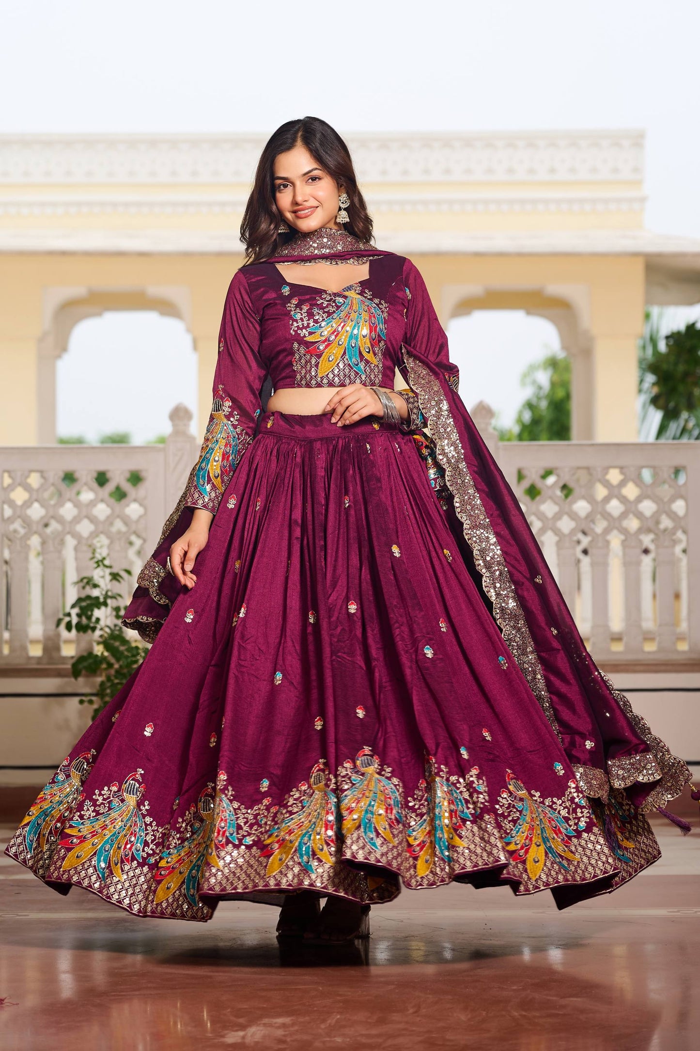 Naira’s Regal Aura: Heavy Embroidery Sequence & Thred Work Lehenga Choli