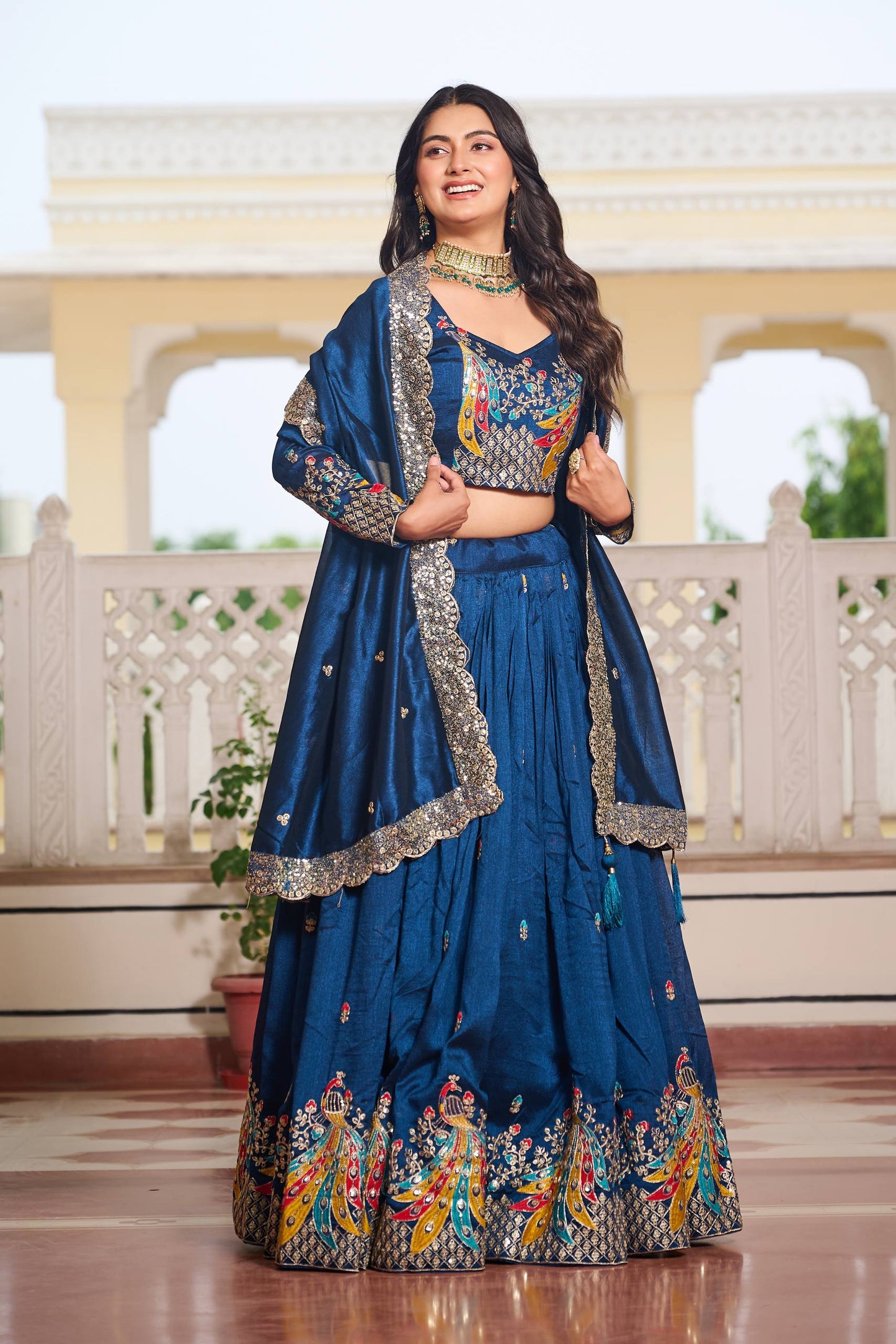Naira’s Regal Aura: Heavy Embroidery Sequence & Thred Work Lehenga Choli