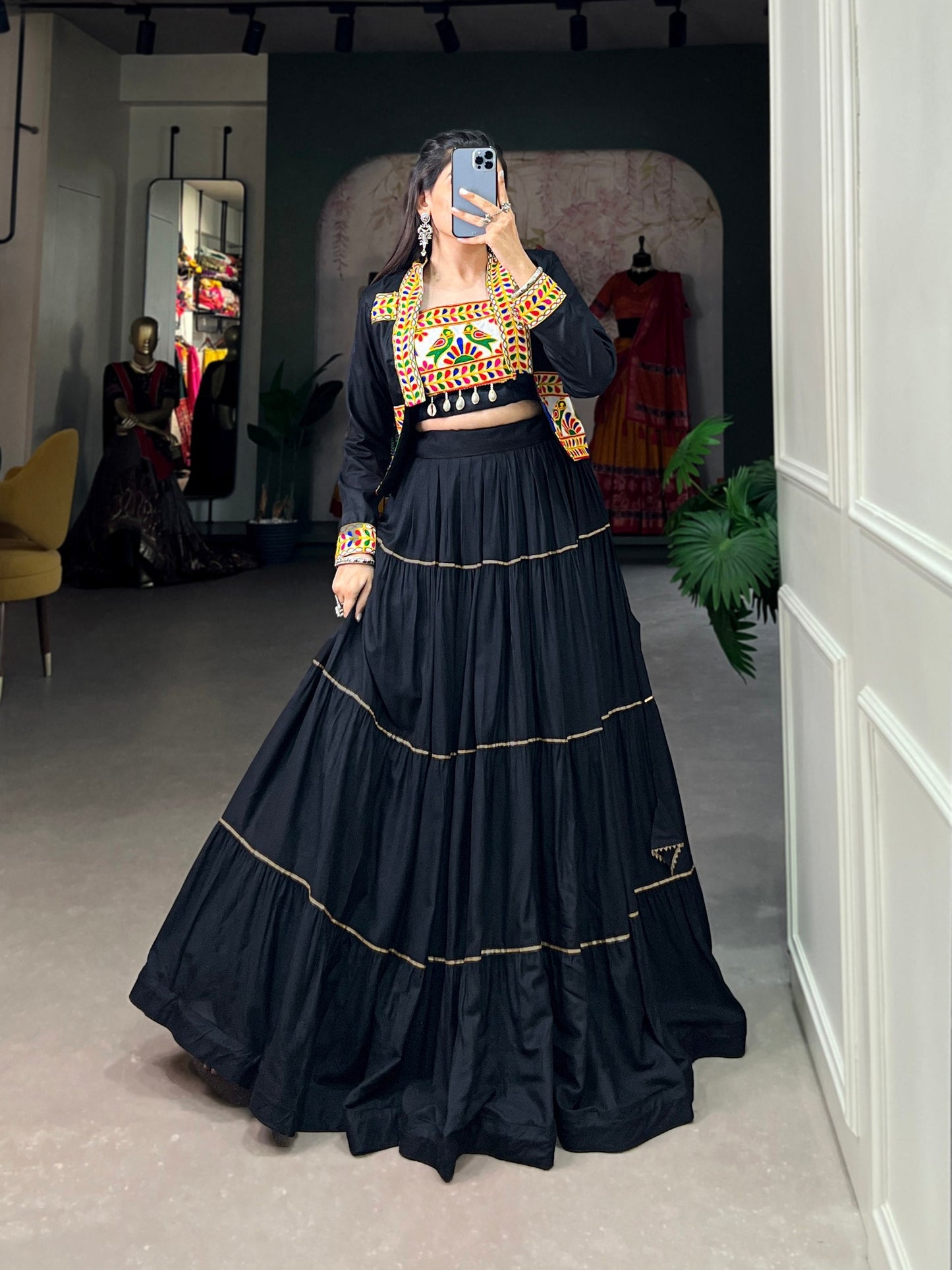 Jhamkudi Traditional Tiered Lehenga with Jacket