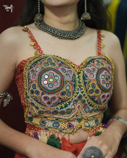 Royal Mirror Magic: Red Lehenga Set
