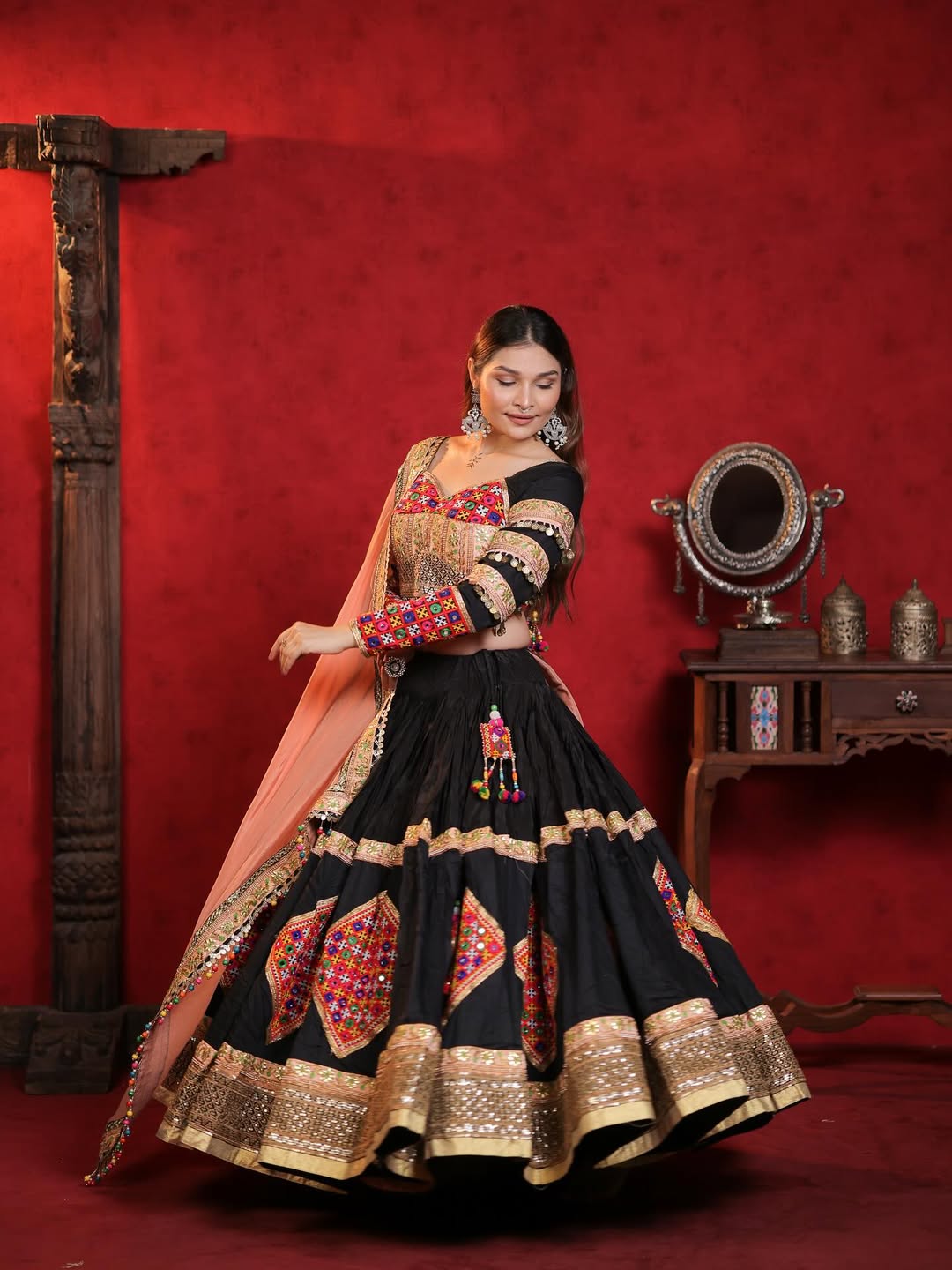 Black Designer Navaratri Wear Sterling Lehenga Choli