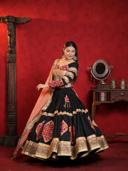 Black Designer Navaratri Wear Sterling Lehenga Choli