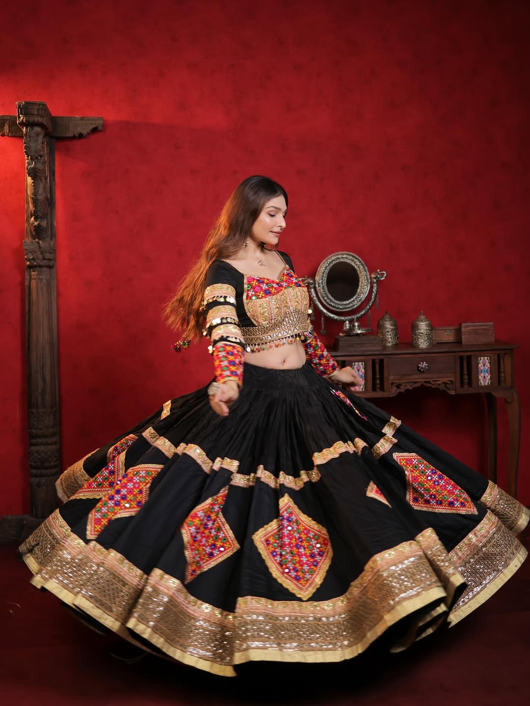 Black Designer Navaratri Wear Sterling Lehenga Choli
