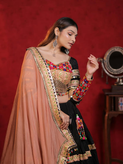 Black Designer Navaratri Wear Sterling Lehenga Choli