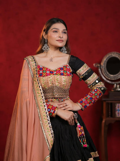 Black Designer Navaratri Wear Sterling Lehenga Choli
