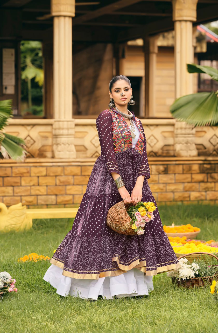 Folk Flares Ethnic Bandhani Shrug-Style Long Jacket