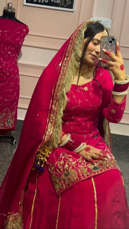 Zaaya Midnight Veil Lehenga with Antique Gold Embroidery & Fringed Dupatta