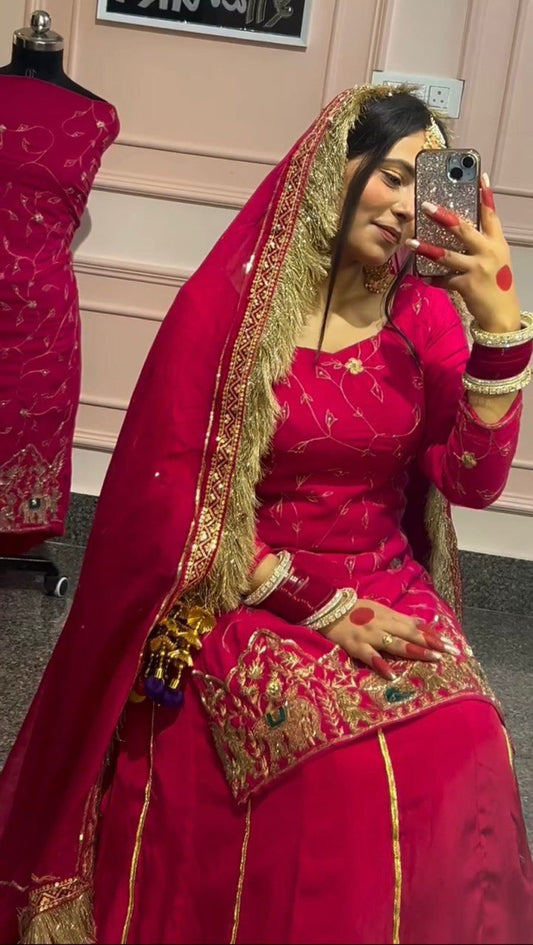 Zaaya Midnight Veil Lehenga with Antique Gold Embroidery & Fringed Dupatta