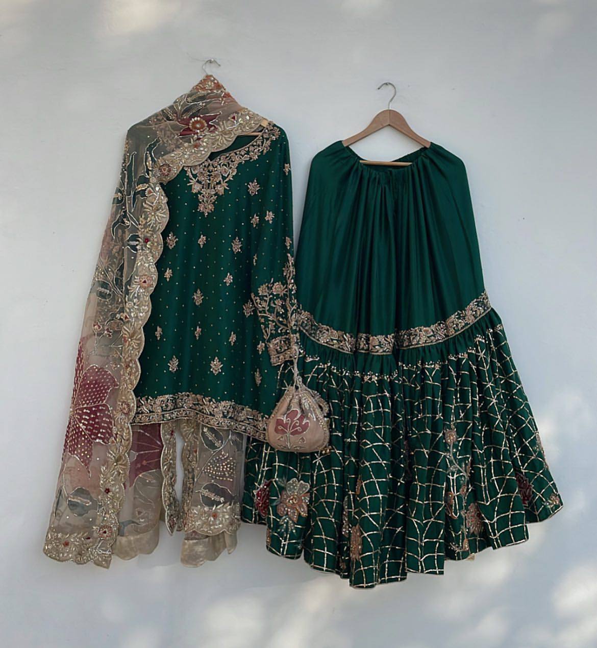 Noor e Zamreen Emerald Royalty Heavy Full Flair Work Sharara Set