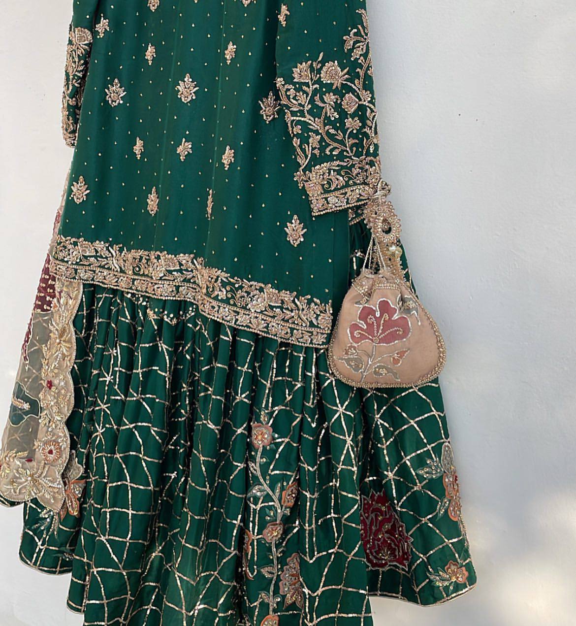 Noor e Zamreen Emerald Royalty Heavy Full Flair Work Sharara Set