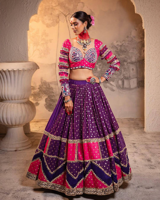 Mirror Work Muslin Delight Navratri Lehanga Choli Set