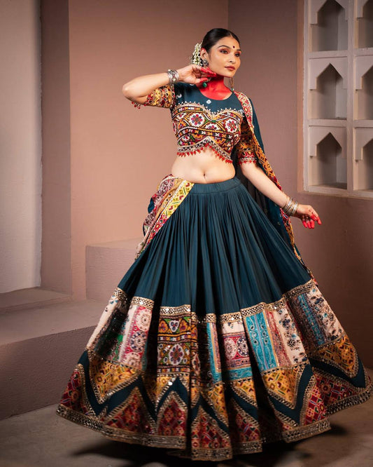 Heritage Gamthi Mirrorwork Magic Navrateri Lehanga Choli Set