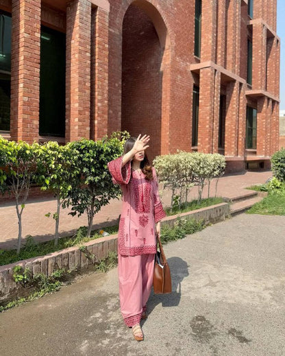 Pink Parinda New Designer Heavy Cotton Salwar Suit