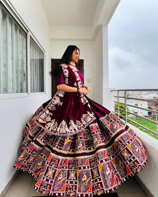 Maroon Majesty Twirling in the Charm of Tradition & Grace Lehanga Choli Set