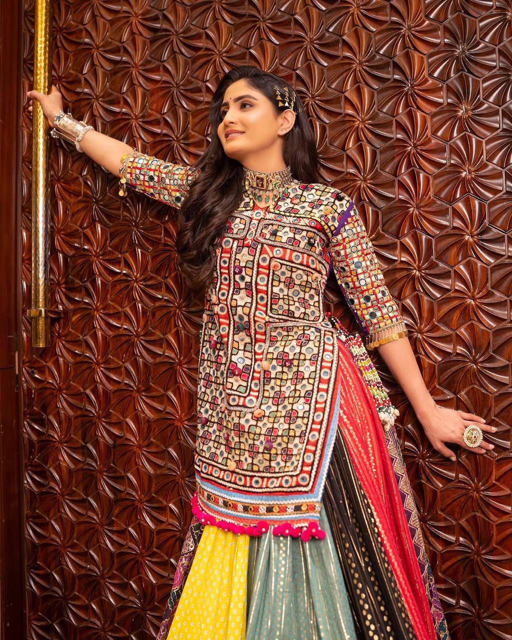 Graceful Spin in Vibrant Patchwork Elegance  Navratri Lehanga Choli Set