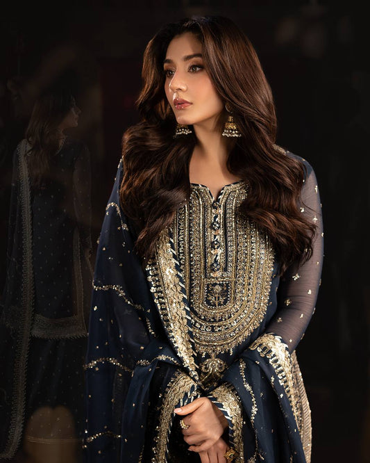 Sultana Dream Graceful Glimmer  Midnight Blue  Royal Sharara Set