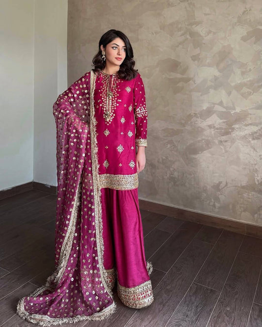 Myra Royal Fuchsia Twilight Sharara Suit Set