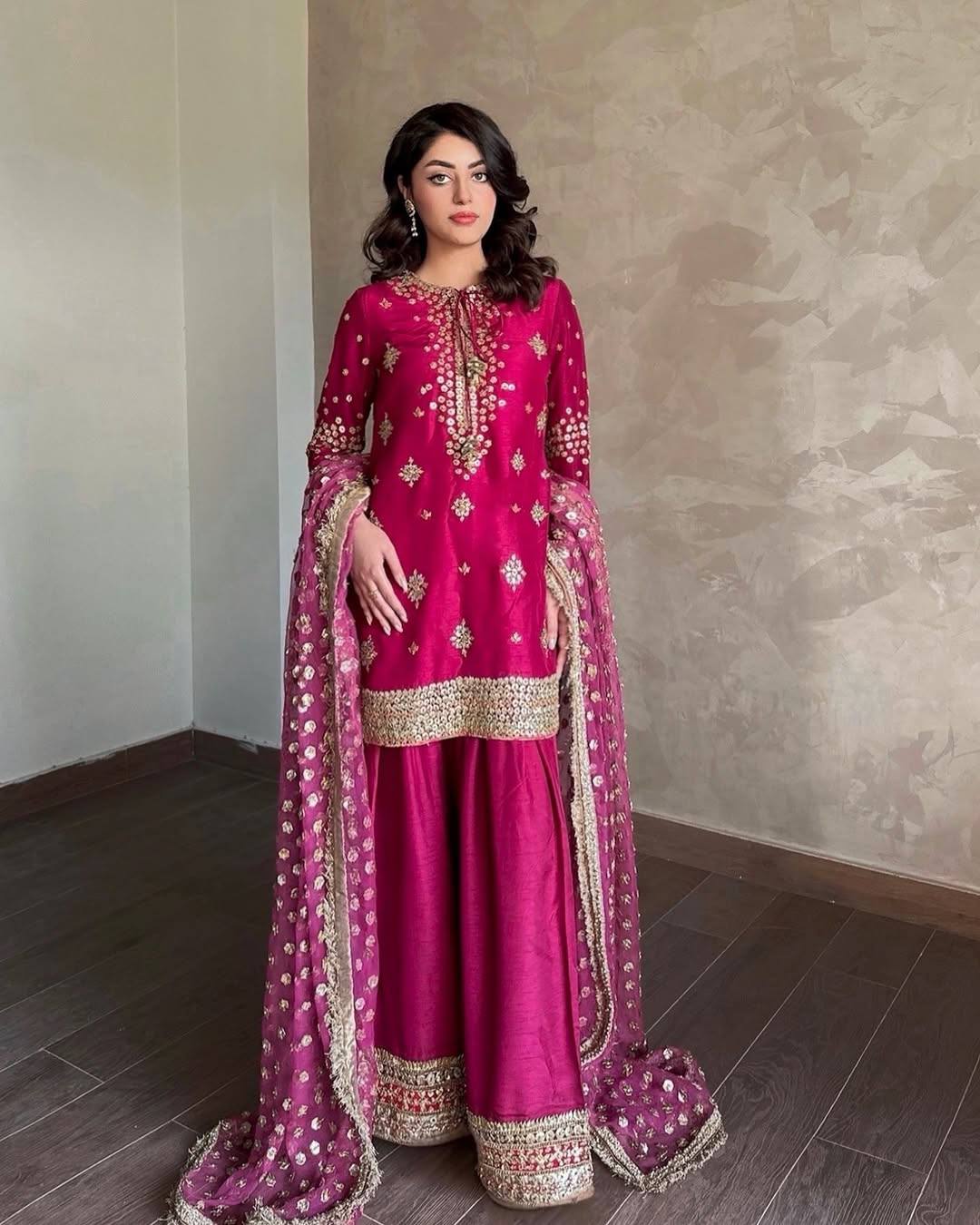 Myra Royal Fuchsia Twilight Sharara Suit Set