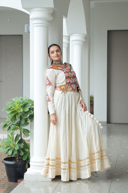 Heer-E-Riwaayat Off-White Mirror Choli Lehenga Set