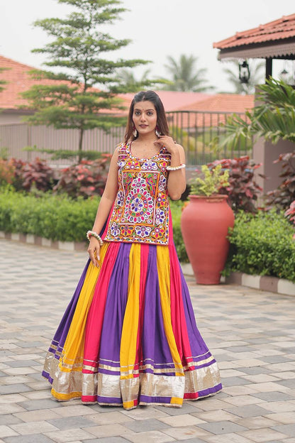 Rangdeep Garba Glow Multicolor Mirror Work with Traditional Kutchi Embroidery Lehenga Set