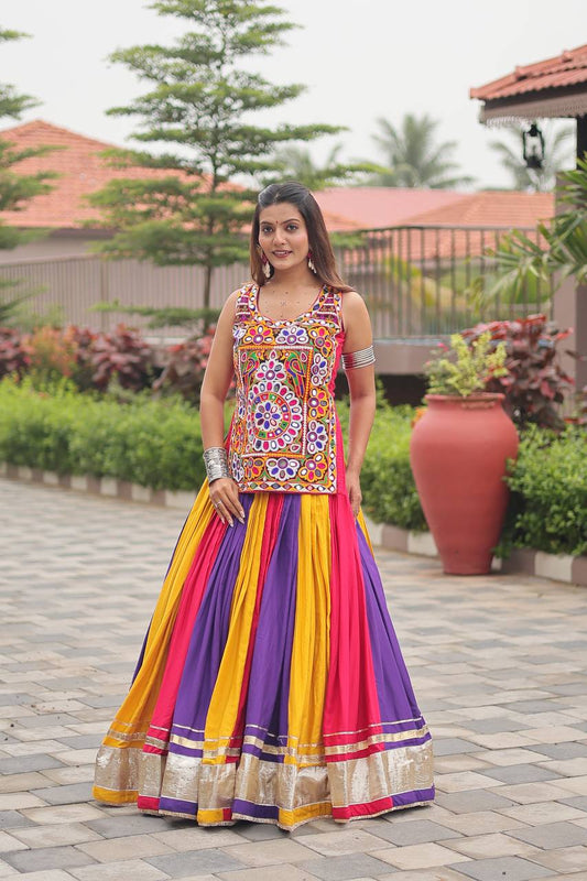 Rangdeep Garba Glow Multicolor Mirror Work with Traditional Kutchi Embroidery Lehenga Set