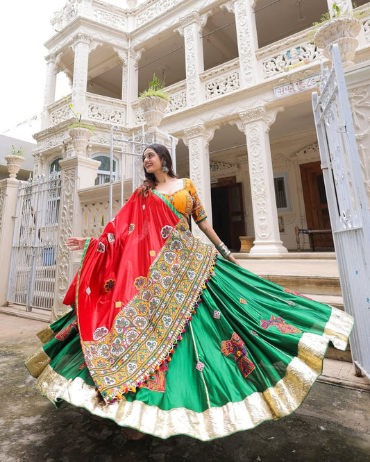 Vintage Rajwadi Style Mirror Embroidery Lehenga Choli