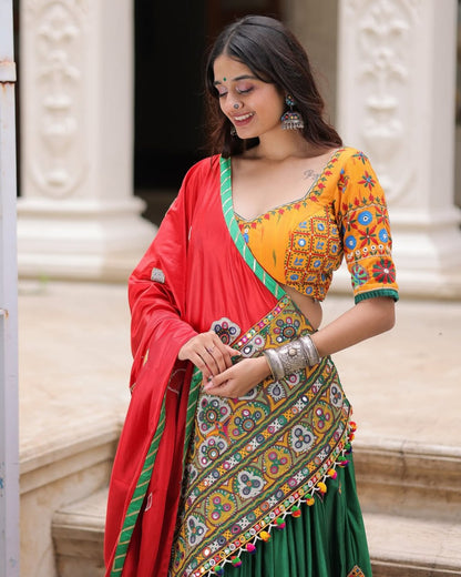 Vintage Rajwadi Style Mirror Embroidery Lehenga Choli