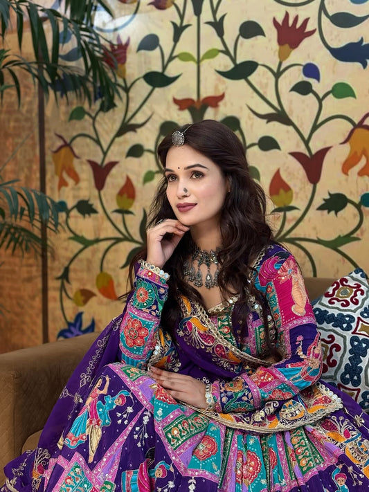 stunning purple Navratri lehenga set