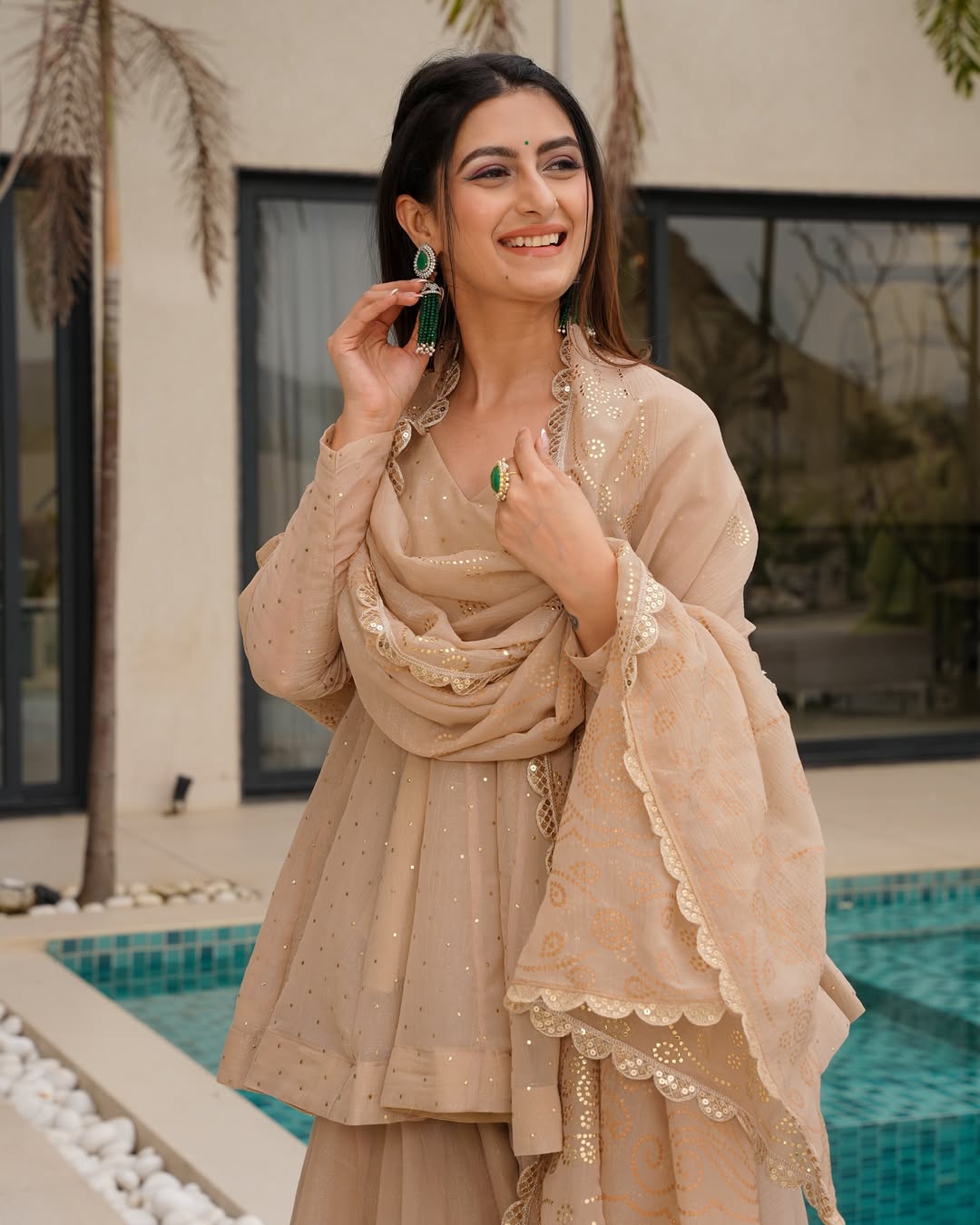 Elayna Golden Sand Elegant Kurta Set