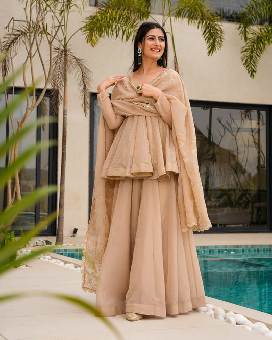 Elayna Golden Sand Elegant Kurta Set