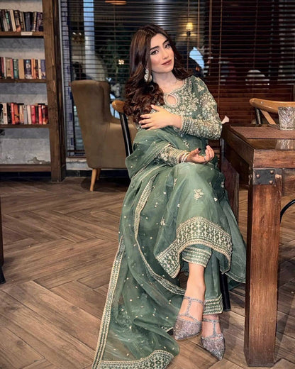 Olive Grace Designer Festive Kurti Set with Soft Dupatta