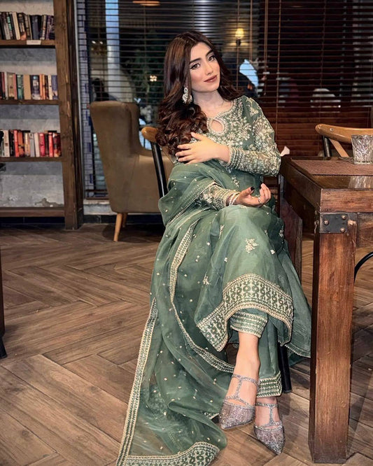 Olive Grace Designer Festive Kurti Set with Soft Dupatta