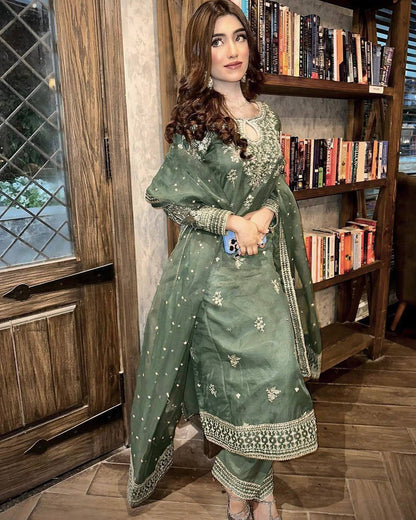 Olive Grace Designer Festive Kurti Set with Soft Dupatta
