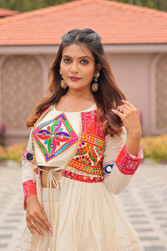 Classic Cream Cotton Festive Lehenga Set